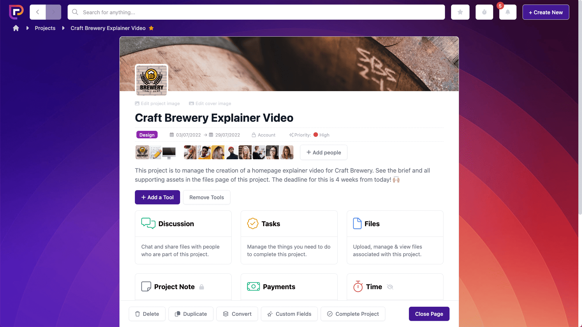 Project.co dashboard